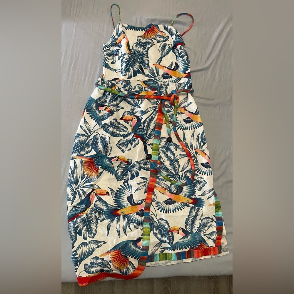 FARM Rio Multicolor Bird Print Dress